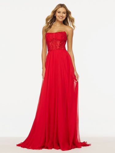 Robe de bal sans bretelles ligne a sans manches en dentelle robes d\'invitées de mariage - milanoo.com - Modalova