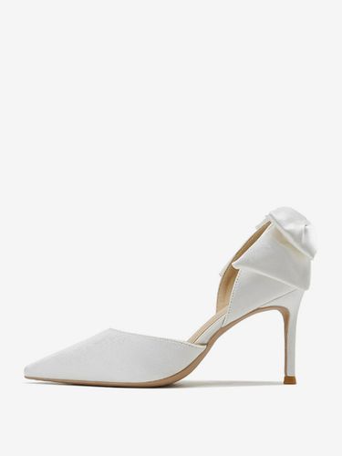 Chaussures de mariage blanches escarpins à talons hauts avec nœud et bout pointu - milanoo.com - Modalova