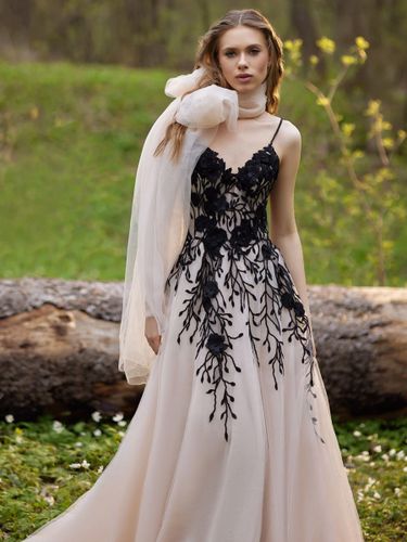 Robe de mariée en dentelle trapèze sans manches à taille naturelle en dentelle - milanoo.com - Modalova