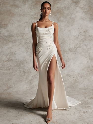 Robe de mariée simple sirène col bijou sans manches appliques robes de mariée - milanoo.com - Modalova