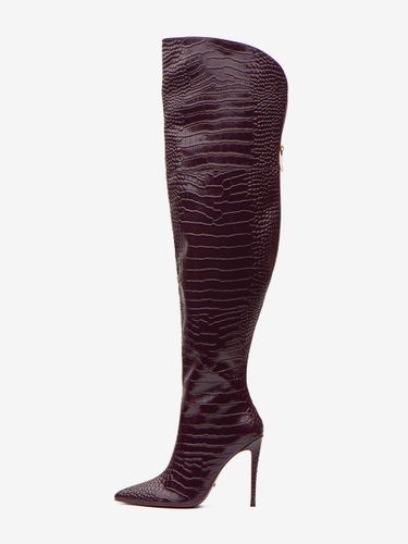 Cuissardes argentées Bottes à talons hauts argentées motif pierre - milanoo.com - Modalova