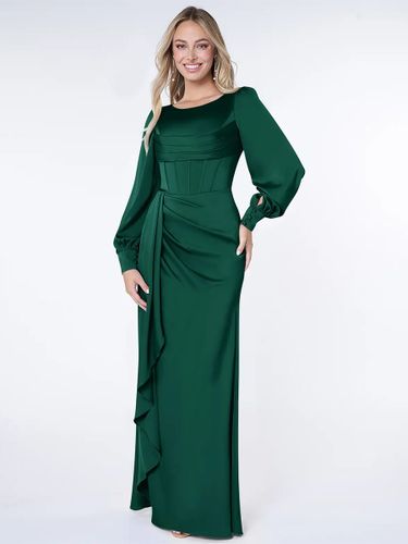 Robe de soirée pour la mère de la mariée Bond manches longues robe de bal plissée robes d\'invité pour mariage - milanoo.com - Modalova