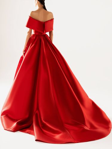 Robe de soirée en satin plissé décolleté en V manches mi-longues fermeture éclair robe de soirée formelle - milanoo.com - Modalova