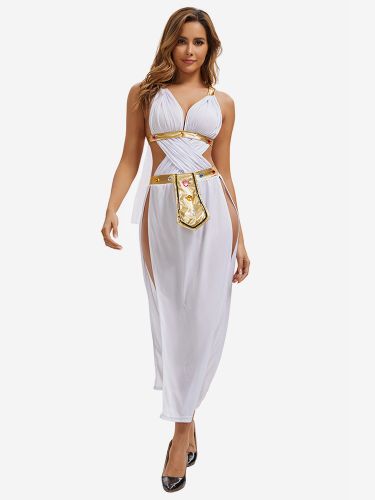 Robe blanche sexy dos nu en polyester pour femme ensemble de costumes de vacances - milanoo.com - Modalova