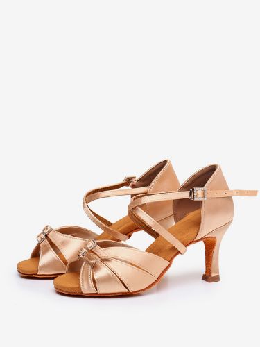 Chaussures de danse latine en polyester abricot clair à bout rond - milanoo.com - Modalova