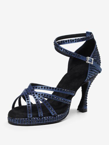 Chaussures de danse latine bleu marine foncé à bout rond et strass - milanoo.com - Modalova