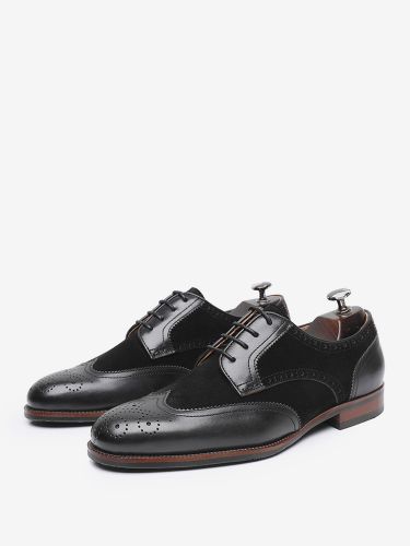 Chaussures habilléess à bout rond en cuir de vachette suédé Derby de bal Brogue chaussures de mariage formelles - milanoo.com - Modalova