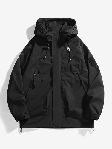 Vestes Manteaux Veste s Vestes Chic Noir À Capuche Imperméable - milanoo.com - Modalova