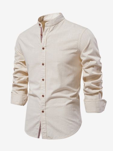 Chemise Décontractée Confortable s Couleur Unie Coupe Cintrée En Coton - milanoo.com - Modalova