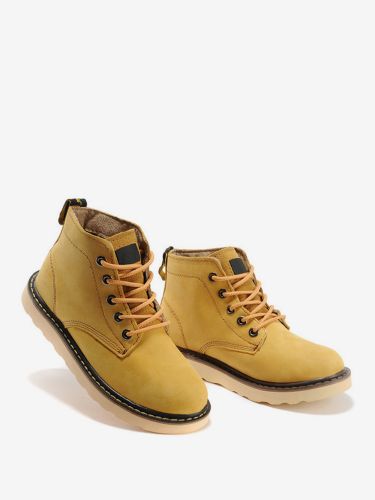 Bottes de travails en cuir de vachette bottines courtes classiques jaunes - milanoo.com - Modalova