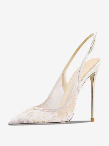 Chaussures de soirée en dentelle blanches à bout pointu et talon haut - milanoo.com - Modalova