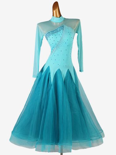 Costumes de robe de danse de salon bleu cyan s Lycra Spandex ensemble robe vêtements de danse - milanoo.com - Modalova