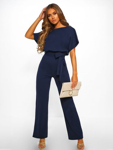 Combinaisons Longs avec Manches Courtes Coupe Cintrée à Lacets Unicolore - milanoo.com - Modalova
