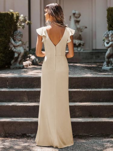 Robe de demoiselle d'honneur col V jupe fendu zip sur dos - milanoo.com - Modalova