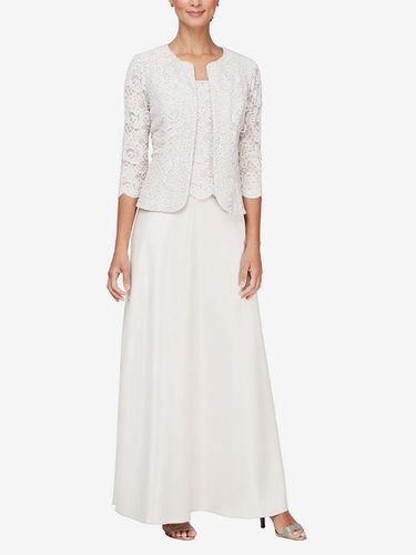 Robe de mère de mariée 2 pièces haut en dentelle jupe en crêpe élastique col carré zip sur dos - milanoo.com - Modalova