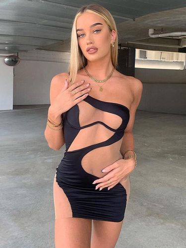 Robe Moulante Sans Manches Chic À Une Épaule Robe Fourreau Transparente - milanoo.com - Modalova