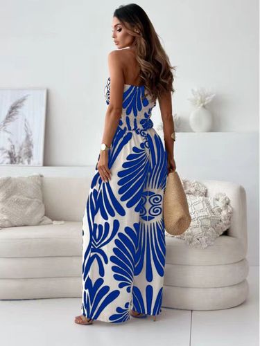 Tenue d'été droite une pièce en polyester sans bretelles imprimée foncé - milanoo.com - Modalova