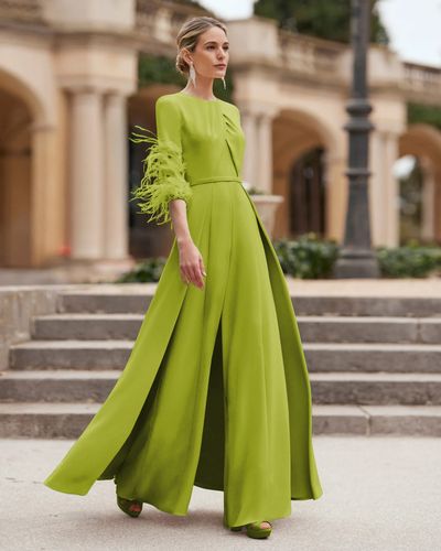 Robe de mère conçue avec décolleté et manches 3/4 combinaison perlée robes d\'invitées de mariage - milanoo.com - Modalova