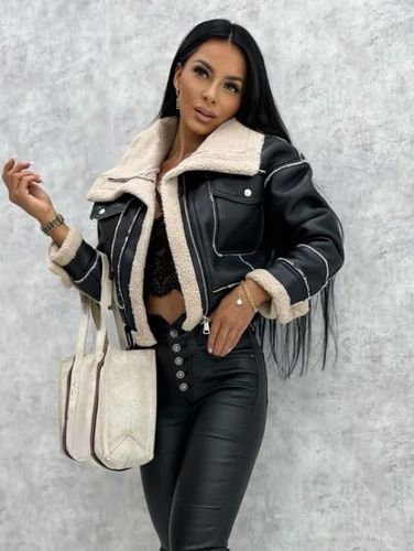 Vestes s Col Rabattu Polaire Punk Manteau Noire - milanoo.com - Modalova