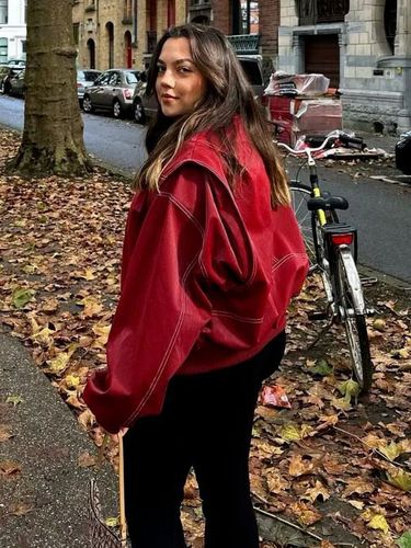 Vestes s col rabattu fermeture éclair décontracté manches bouffantes - milanoo.com - Modalova