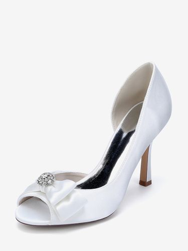 Chaussures de mariage en satin à bout ouvert et nœud chaussures d\'invité de mariage à talons hauts - milanoo.com - Modalova