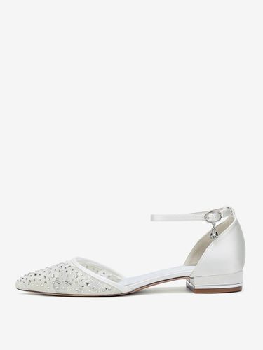 Chaussures de mariée plates en dentelle et strass à bout pointu - milanoo.com - Modalova