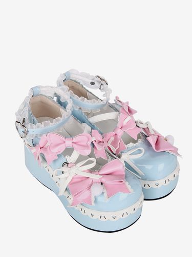 Chaussures Lolita douces à bout rond et nœud papillon en cuir PU chaussures tendance Kawaii - milanoo.com - Modalova