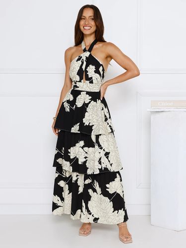 Robe longue fleurie à col licou et jupe superposée pour événements spéciaux 2025 - milanoo.com - Modalova