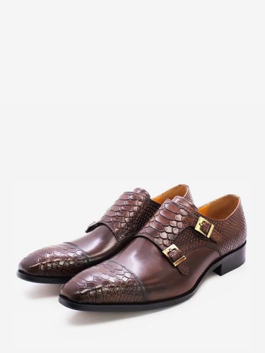 Mocassinss chaussures habillées en cuir véritable à enfiler à double boucle - milanoo.com - Modalova
