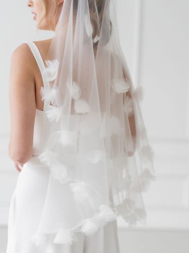 Voile de mariée classique en dentelle et tulle à bords coupés - milanoo.com - Modalova