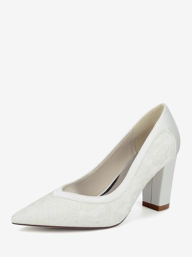 Chaussures de mariage en dentelle à bout pointu et talon épais pour invités de mariage - milanoo.com - Modalova