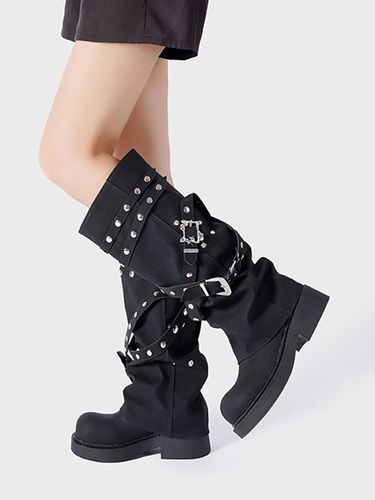 Bottes mi-mollets bout rond détail boucle - milanoo.com - Modalova