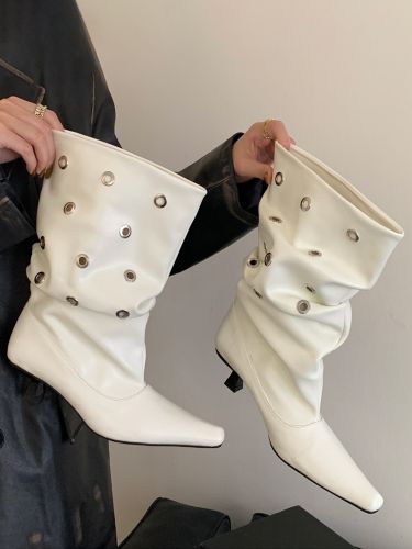Bottines blanches à bout carré et boucle - milanoo.com - Modalova