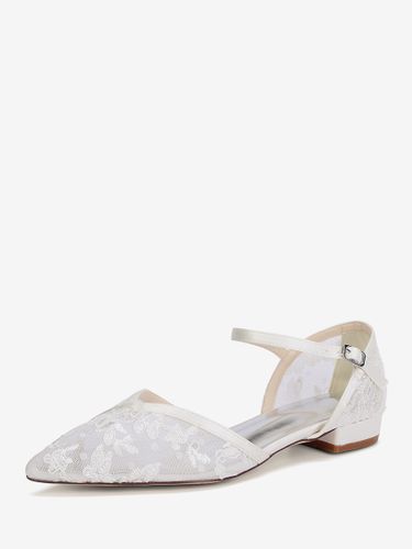 Chaussures de mariage en dentelle chaussures de mariée plates à bout pointu - milanoo.com - Modalova