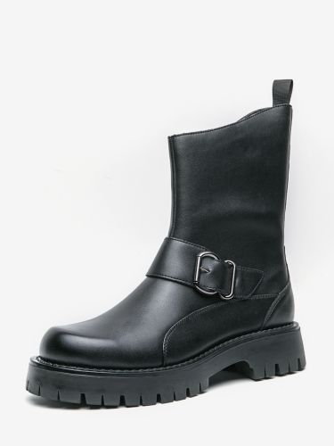 Bottes courtess semelle épaisse boucle en acier chaussures en cuir avec semelle antidérapante chaussures décontractées et robustes - milanoo.com - Modalova