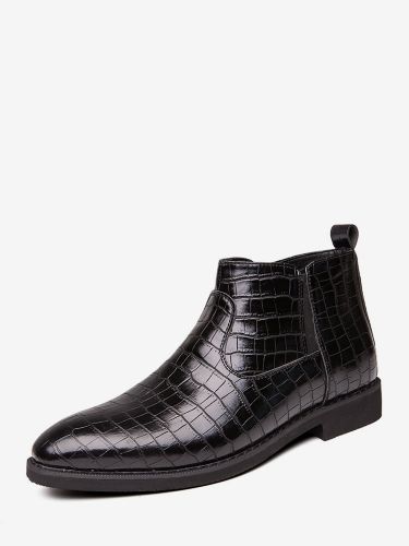 Bottines Chelsea à bout pointu et talon bas avec tige carrée texturée - milanoo.com - Modalova