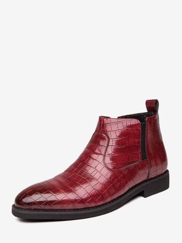 Bottines Chelsea à bout pointu et talon bas avec tige carrée texturée - milanoo.com - Modalova