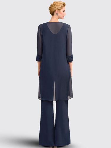 Robe mère de la mariée 3 pièces décolleté illusion manches 3/4 en dentelle pour invitée de mariage - milanoo.com - Modalova