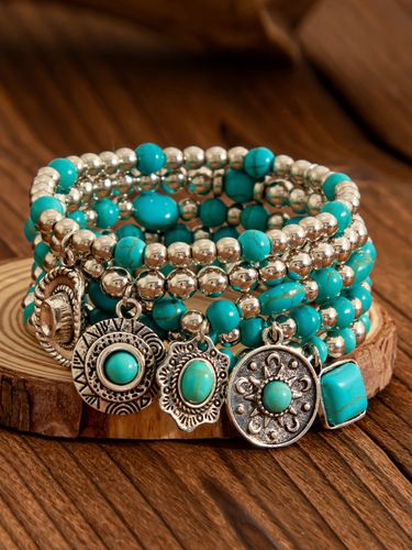 Bracelet de mariée en métal bleu cyan superposé - milanoo.com - Modalova