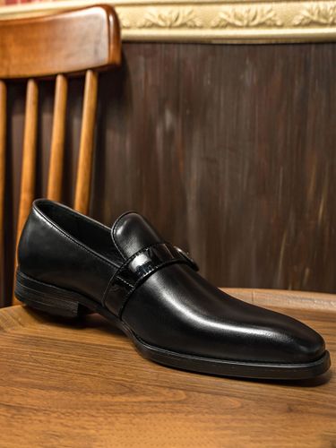 Mocassins classiques noirs à boucle en cuir de vache - milanoo.com - Modalova