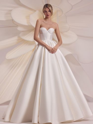 Robe de mariée simple à encolure dégagée et manches longues silhouette princesse perlée 45 cm - milanoo.com - Modalova