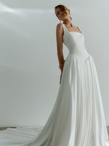 Robe de mariée simple taille basque robe de bal col carré sans manches 50 cm robes de mariée - milanoo.com - Modalova