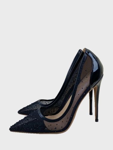 Chaussures de mariage à talons aiguilles et bout pointu en maille avec patchwork de strass - milanoo.com - Modalova