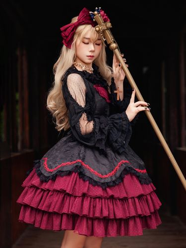 Robe Lolita gothique classique à nœuds sans manches color block robe pull - milanoo.com - Modalova
