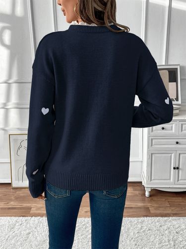 Pull à col en V imprimé cœur 2026 - milanoo.com - Modalova