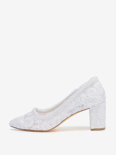 Chaussures de mariée en dentelle à talon compensé et bout pointu à enfiler - milanoo.com - Modalova