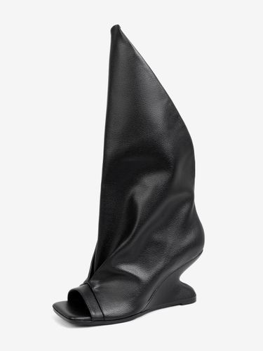 Bottines noires à bout ouvert et talon compensé - milanoo.com - Modalova