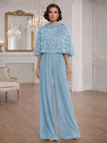 Combinaisons deux pièces pour la mère de la mariée col rond manches courtes nœuds robes d'invitée de mariage - milanoo.com - Modalova