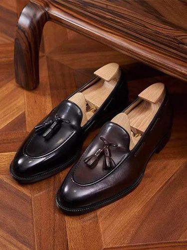 Mocassins à pampilless bout carré chaussures à enfiler en cuir talons bas chaussures de bal et de mariage - milanoo.com - Modalova