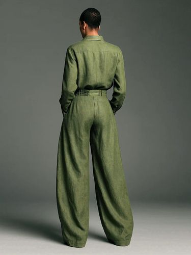 Ensemble 2 pièces vert olive - Chemise boutonnée et pantalon rétro taille haute à jambes larges - Tenue décontractée printemps 2026 - milanoo.com - Modalova